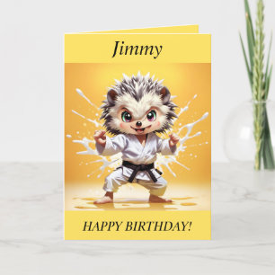 Chibi Hedgehog gör Karate Birthday Card Helgkort