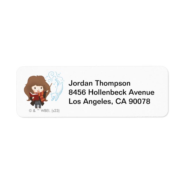 Chibi Hermione Granger Patronus Returadress Etikett (Framsidan)