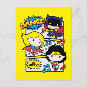 Chibi Heroes Dancing Vykort