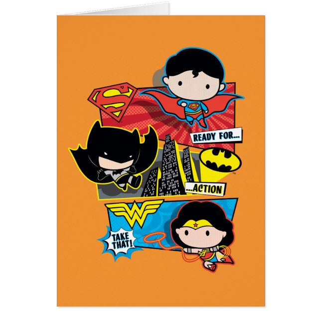 Chibi Heroes Redo för handling! Hälsningskort (Framsidan)