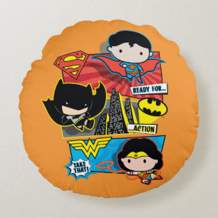 Chibi Heroes Redo för handling! Rund Kudde