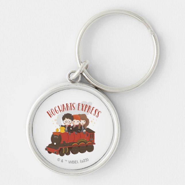 Chibi HOGWARTS EXPRESS™ Ride Rund Silverfärgad Nyckelring (Framsidan)