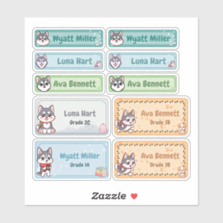 Chibi Husky Name Labels Klistermärken