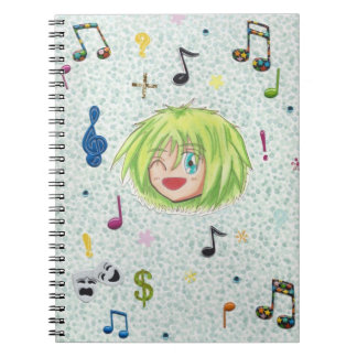 Chibi Izumi med collagebakgrund Anteckningsbok Med Spiral