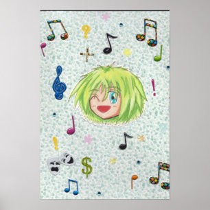 Chibi Izumi w/collage bakgrund Poster