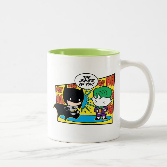 Chibi Joker Skojjar Chibi Batman Två-Tonad Mugg (Höger)