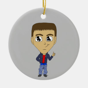 chibi julgransprydnad keramik
