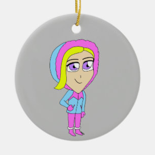 chibi julgransprydnad keramik