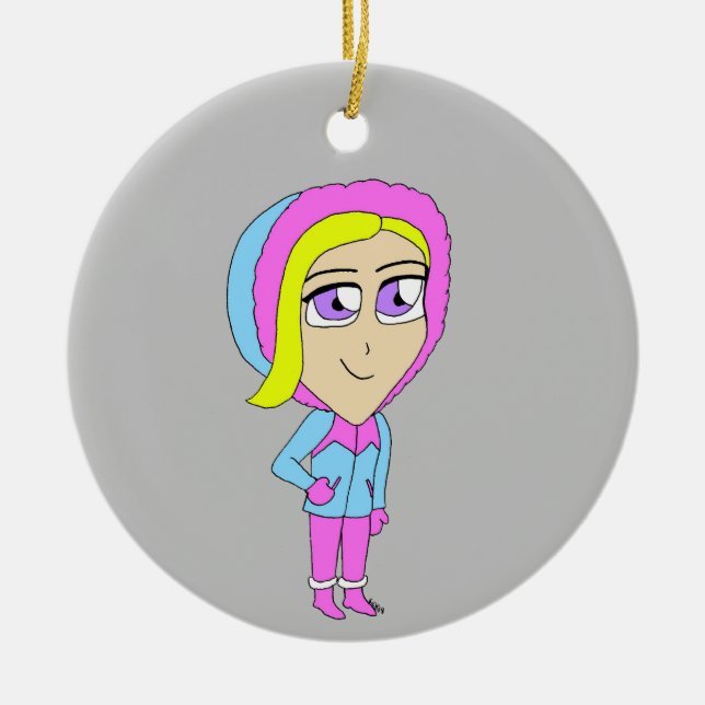 chibi julgransprydnad keramik (Framsidan)