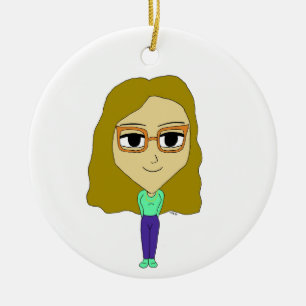 chibi julgransprydnad keramik