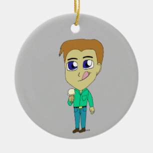 chibi julgransprydnad keramik