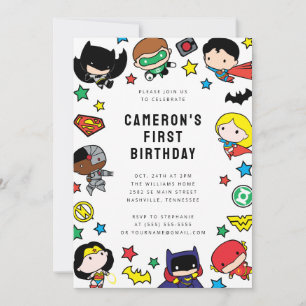 Chibi Justice League Barns födelsedag Inbjudningar