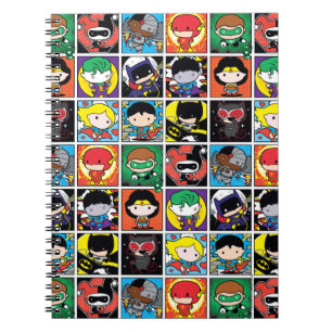 Chibi Justice League Character Mönster Anteckningsbok Med Spiral