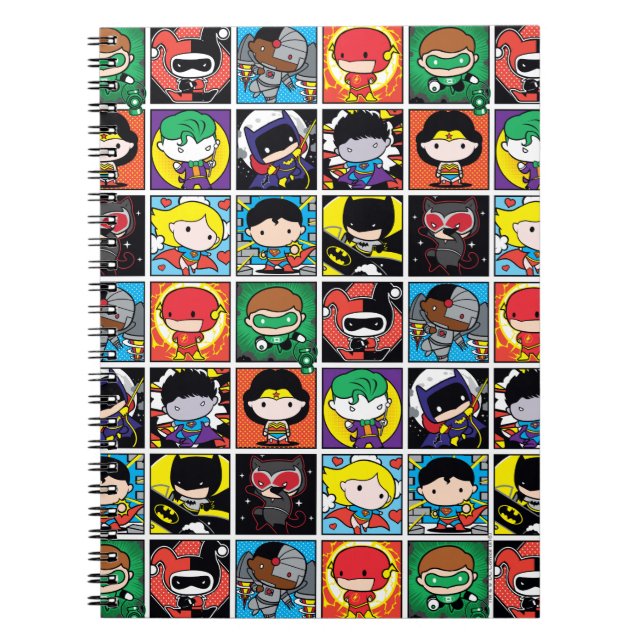 Chibi Justice League Character Mönster Anteckningsbok Med Spiral (Framsidan)