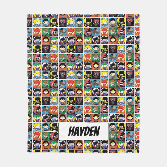 Chibi Justice League Character Pattern Fleecefilt (Framsidan)