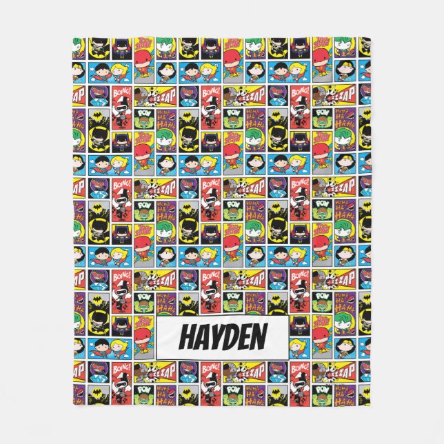 Chibi Justice League Compilation Pattern Fleecefilt (Framsidan)