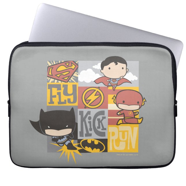 Chibi Justice League | Flyg, Kick, Springa Laptop Fodral (Framsidan)