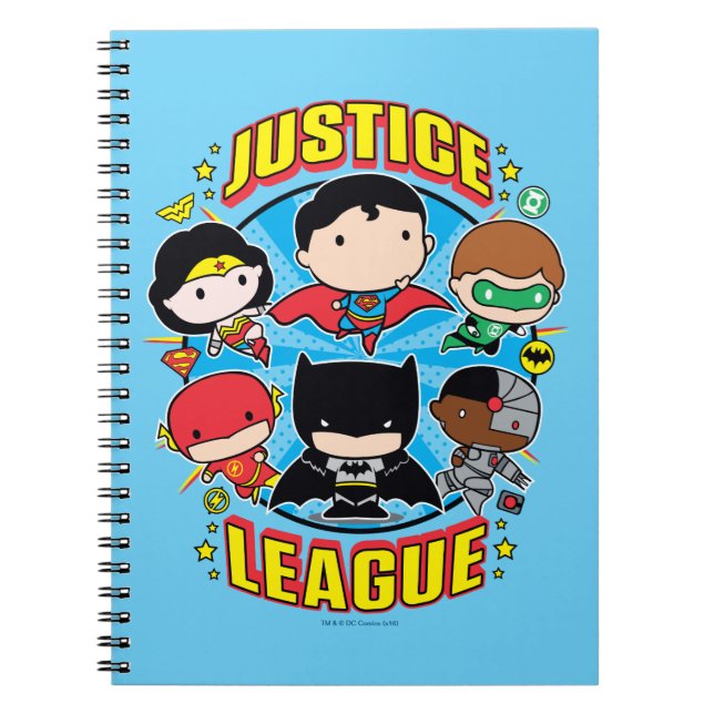 Chibi Justice League Group Anteckningsbok Med Spiral (Framsidan)