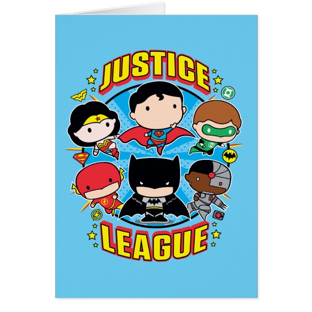 Chibi Justice League Group Hälsningskort (Framsidan)