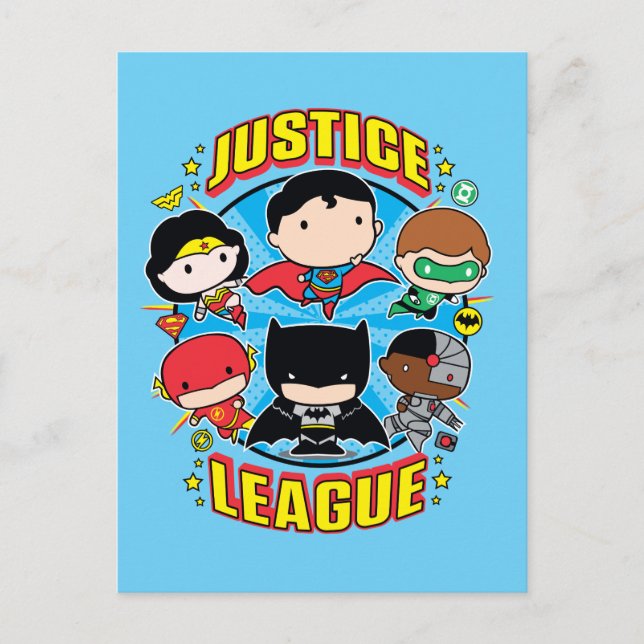 Chibi Justice League Group Vykort (Framsida)