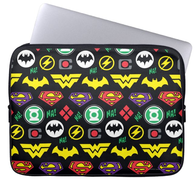 Chibi Justice League Logotyp Mönster Laptop Fodral (Framsidan)