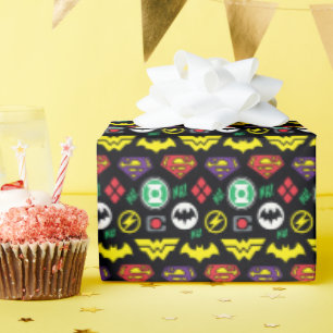 Chibi Justice League Logotyp Mönster Presentpapper
