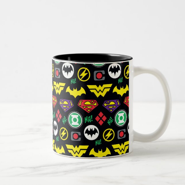 Chibi Justice League Logotyp Mönster Två-Tonad Mugg (Höger)