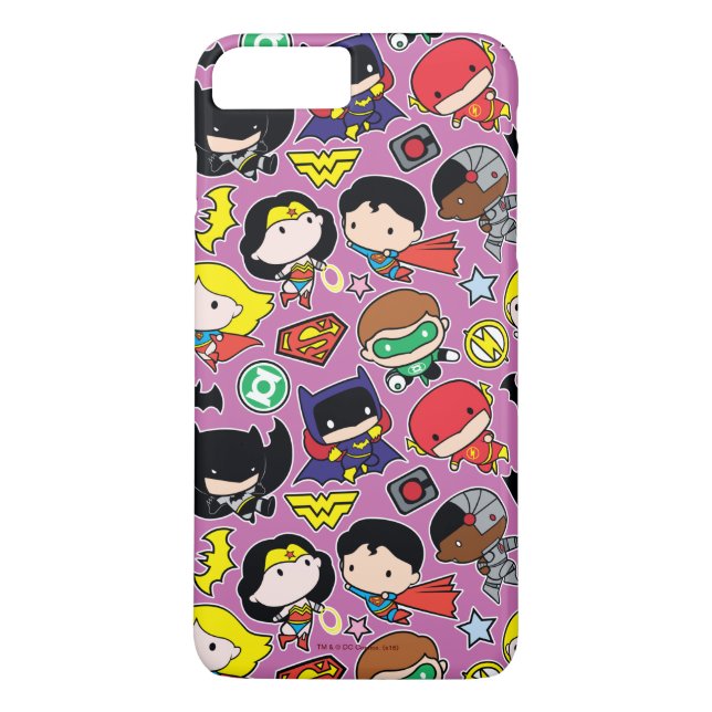 Chibi Justice League Mönster på Lila Case-Mate iPhone Skal (Baksida)