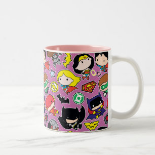 Chibi Justice League Mönster på Lila Två-Tonad Mugg