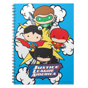 Chibi Justice League of America Explosion Anteckningsbok Med Spiral