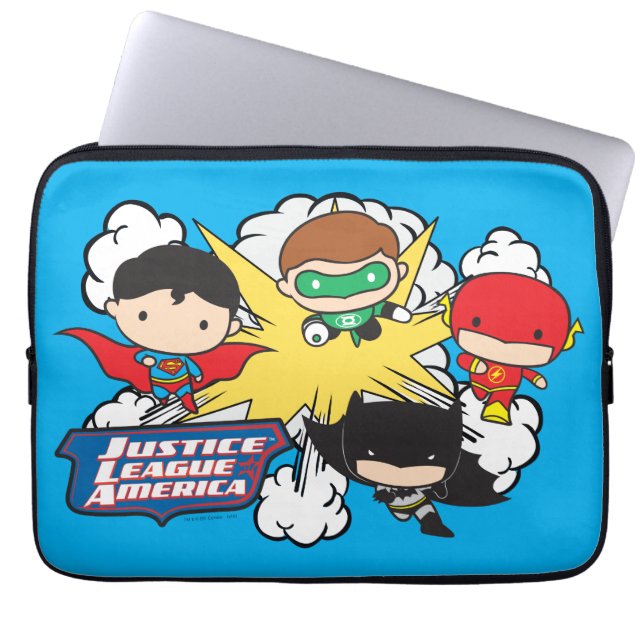 Chibi Justice League of America Explosion Laptop Sleeve (Framsidan)
