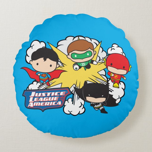 Chibi Justice League of America Explosion Rund Kudde (Framsidan)