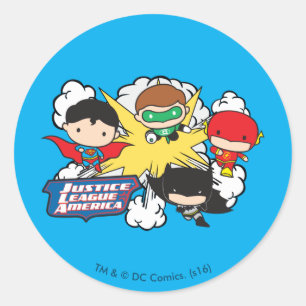 Chibi Justice League of America Explosion Runt Klistermärke