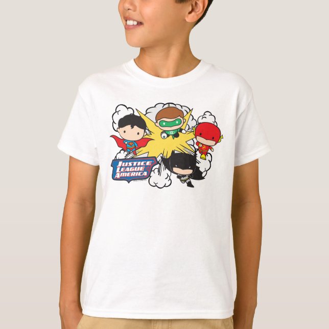 Chibi Justice League of America Explosion Tee Shirt (Framsida)