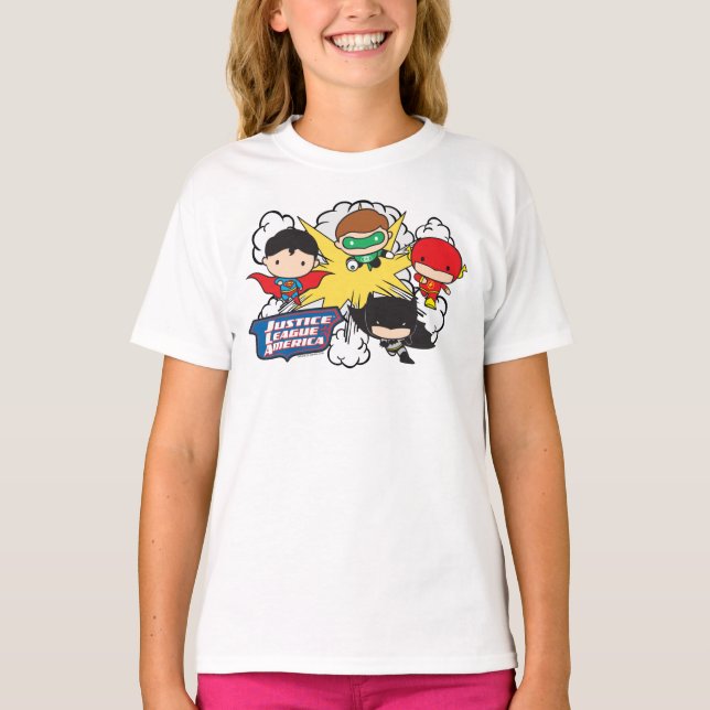 Chibi Justice League of America Explosion Tee Shirt (Framsida)