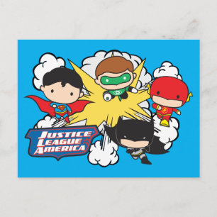 Chibi Justice League of America Explosion Vykort