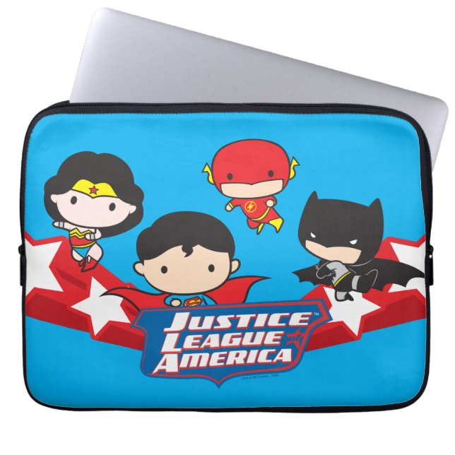 Chibi Justice League of America Stars Laptop Sleeve (Framsidan)
