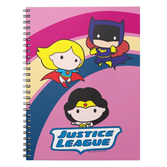 Chibi Justice League Rainbow Anteckningsbok Med Spiral (Framsidan)