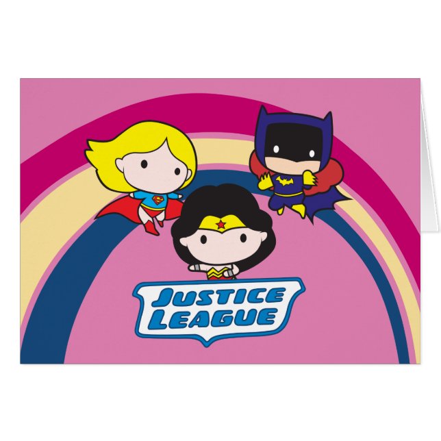 Chibi Justice League Rainbow Hälsningskort (Framsidan Horizontal)