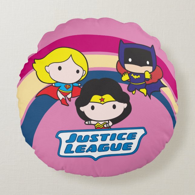 Chibi Justice League Rainbow Rund Kudde (Framsidan)