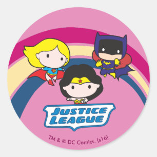 Chibi Justice League Rainbow Runt Klistermärke