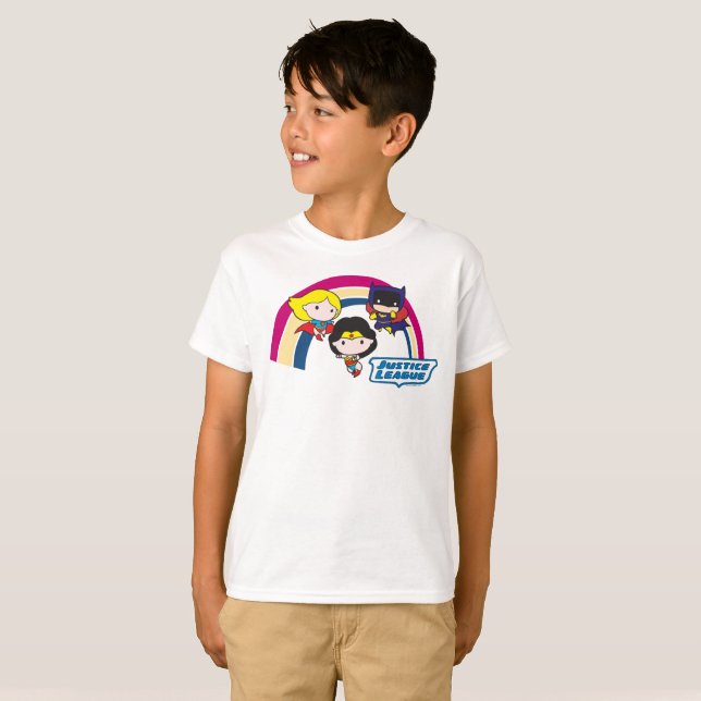Chibi Justice League Rainbow T Shirt (Hel framsida)