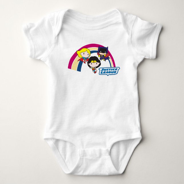 Chibi Justice League Rainbow Tee Shirt (Framsida)