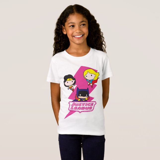 Chibi Justice League Rosa Lightning T Shirt (Hel framsida)