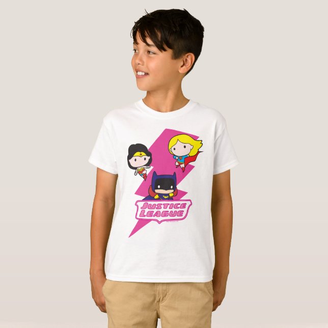 Chibi Justice League Rosa Lightning T Shirt (Hel framsida)
