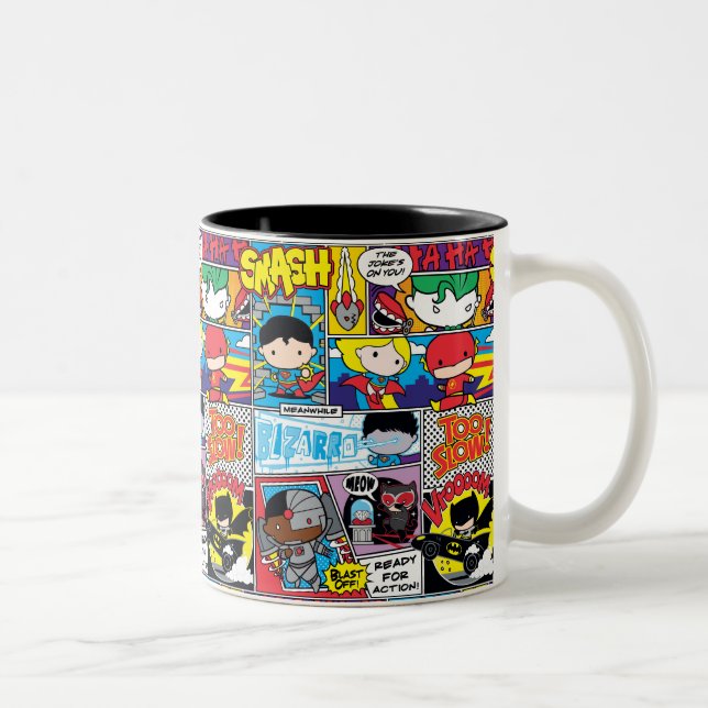 Chibi Justice League Tecknad Bok Mönster Två-Tonad Mugg (Höger)