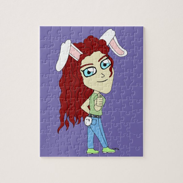 Chibi kanin flicka ger tummen upp pussel (Vertikal)