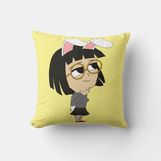 chibi kanin flicka kastkudde kudde (Framsida)