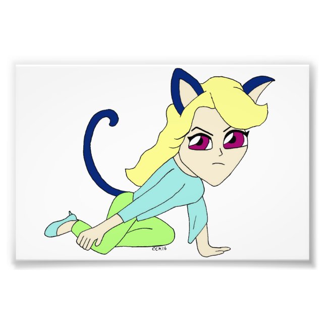 chibi kattflicka  fototryck (Framsidan)