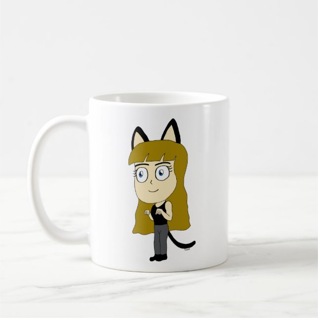 chibi kattflicka    kaffemugg (Vänster)